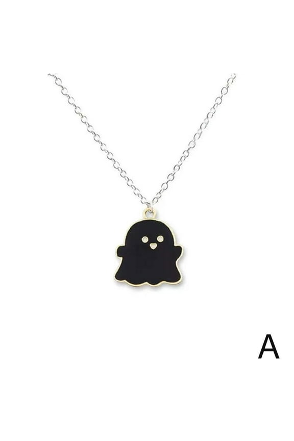Ghost Necklace - Ghoul Halloween Spooky Charm Pendant Jewelry NEW! Z3B6
