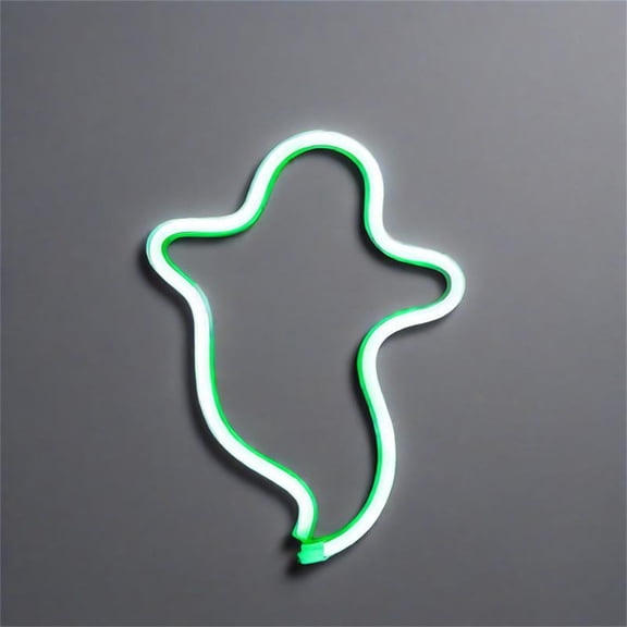 Ghost Neon Sign Halloween Decor - USB Powered LED Night Light with Gothic Ghost Shape - Spooky Wall or Tabletop Lamp for Bedroom, Party, Christmas - Cool Glow Indoor Decorations
