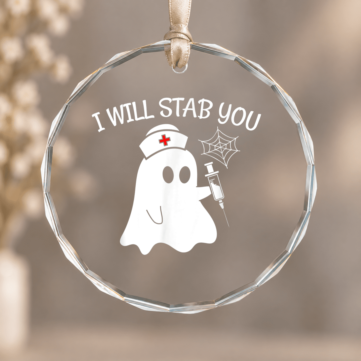 Ghost Nurse Bold Theme Ornament, Keepsake Decor, Circle Glass Ornament ...