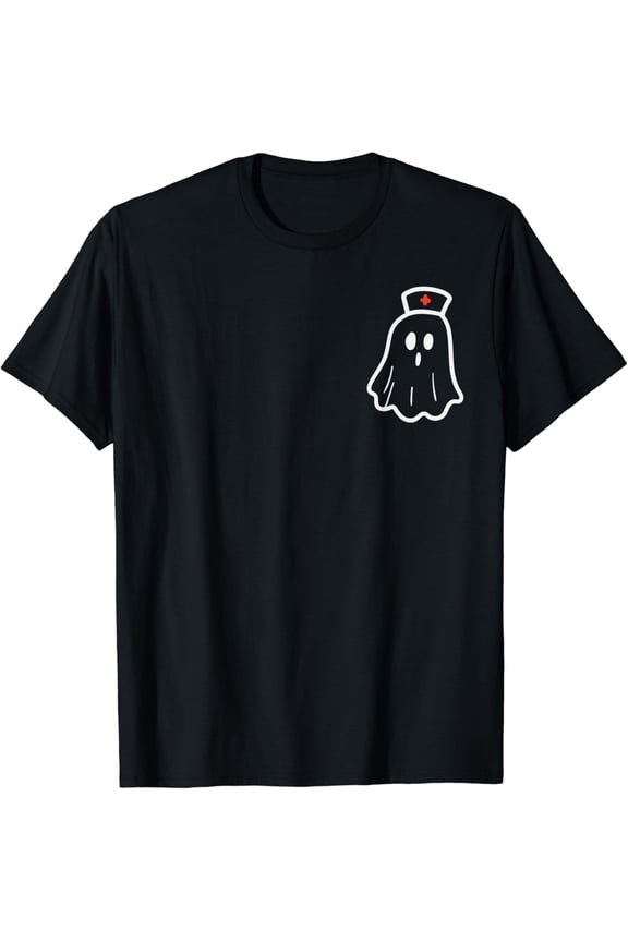 Ghost Nurse Halloween Costume Retro Fall Scrub Top Women T-Shirt