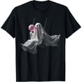 thumbnail image 1 of Ghost On Swing Blowing Bubble Gum Spooky Halloween Fall T-Shirt, 1 of 5