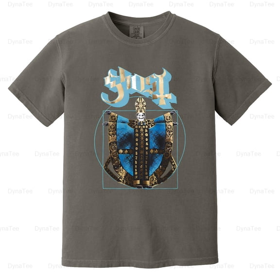 Ghost Papa III Vitruvian Gold Foil Fan Tee Metal Band Music Art Comfort Color T-Shirt Unisex, up to 4XL