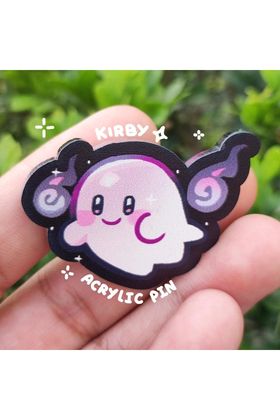 Ghost Pink Puffball Character, Acrylic keychain