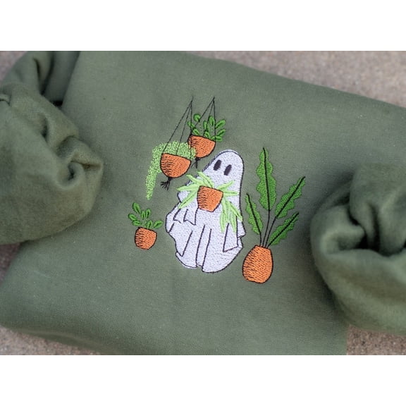 Ghost Plant Halloween Embroidered Sweatshirt