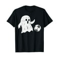 thumbnail image 1 of Ghost Playing Soccer Funny Football Halloween Costume Sports Black T-Shirt, 1 of 5