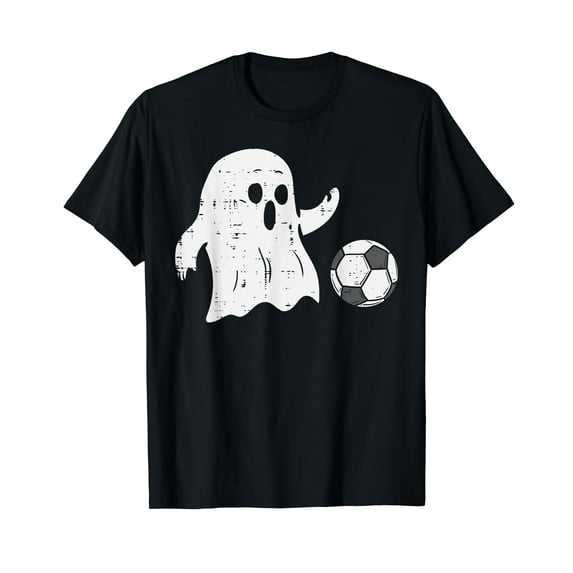 Ghost Playing Soccer Funny Football Halloween Costume Sports T-Shirt