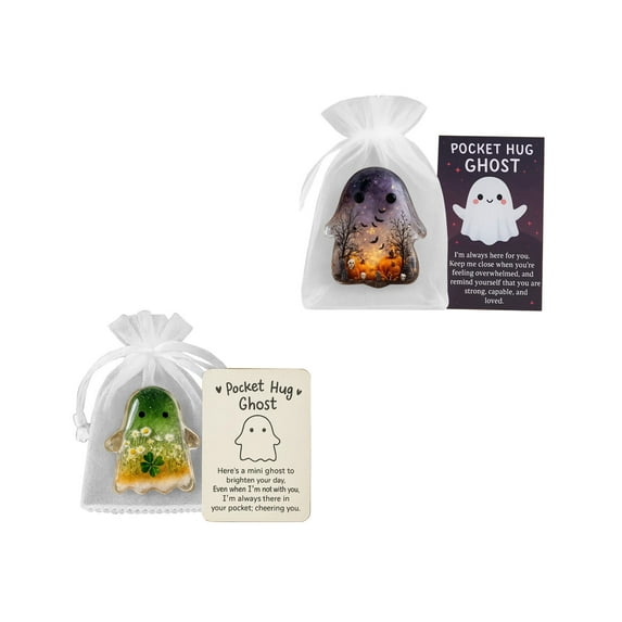 Ghost Pocket Cards, Cute Pocket Comfort Ghosts: A Hug in Your Pockets, Emotional Grief Support Halloween Themed Pockets Ghost Hug Tokens, Healing Symbolism and Memory Keeper(Style a,1pc)