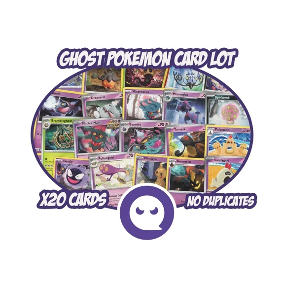 Ghost Pokemon Card Lot - x20 Random Selection No Duplicates - Mimikyu Gasty Gengar Spooky Halloween