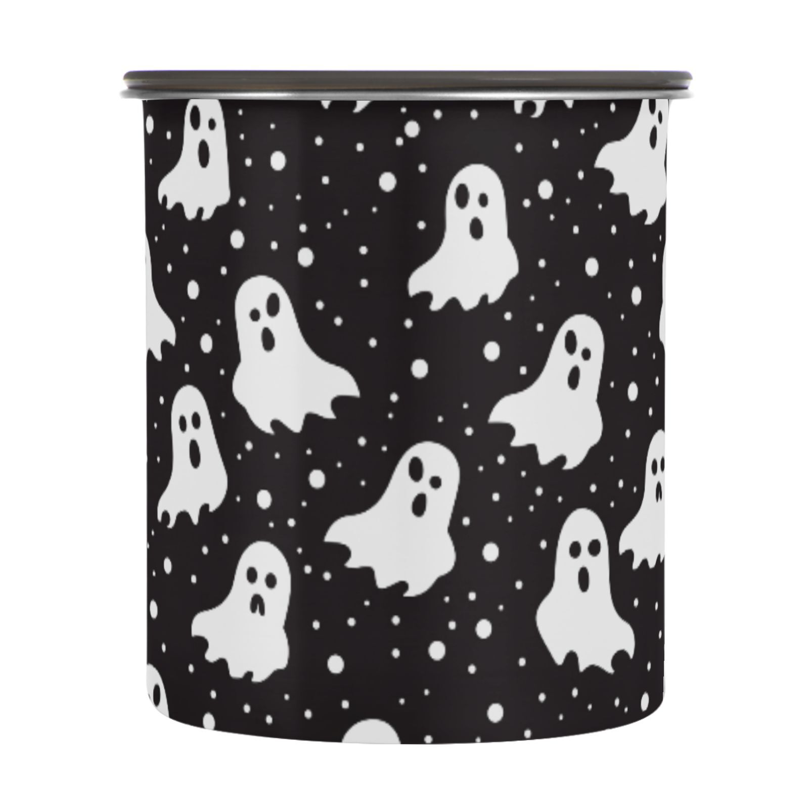 Ghost Polka Dots Airtight Coffee Bean Canister 30oz Food Storage Containers with Lids For Gournd, Tea, Sugar, Flour, Rice, Cereal, Candy Cookie Jar