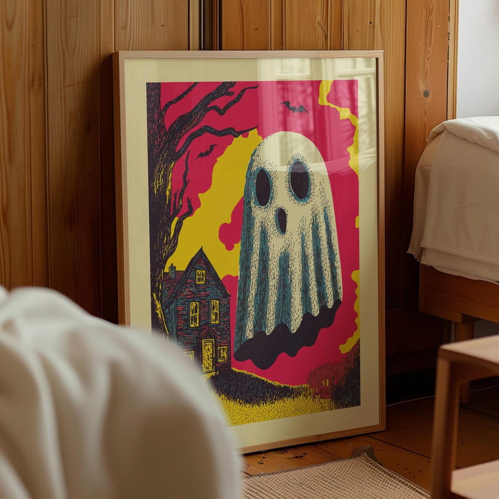Ghost Poster, Pop Halloween, Yellow Folk, Ready - Walmart.com