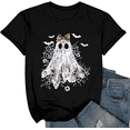 thumbnail image 1 of Ghost Print Halloween Shirt Short Sleeve Shirts for Women Black One-Piece, 1 of 4