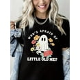 thumbnail image 1 of Ghost Print Halloween Spooky Season Short Sleeve Shirt for Women, 1 of 4