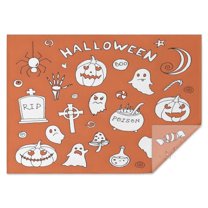 Ghost Pumpkin Bat Spider Halloween Table Cover Wrinkle Resistant Washable Tablecolths Table Covers Horror Pumpkin Ghost Rectangle Tablecloth for Halloween Background Indoor and Outdoor Birthday