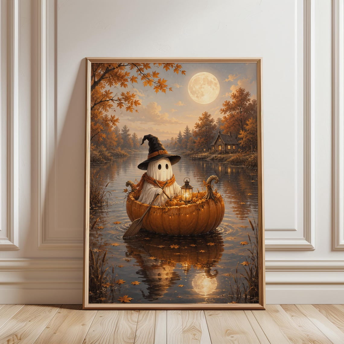 Ghost Rver Sign Ghost Pumpkin Boat River Wall Art Print - Walmart.com