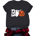 thumbnail image 1 of Ghost Pumpkin Boo Print Halloween Shirt Short Sleeve Shirts for Women Black One-Piece, 1 of 4