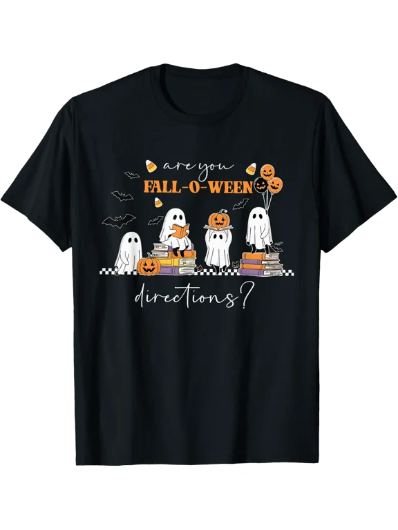 Ghost Pumpkin Fall O Ween Directions T Shirt Size S-5XL