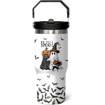 Ghost Pumpkin Halloween Cup 30 Oz Tumbler with Handle and Flip Straw, Halloween Tumbler Keeps Drinks Cold & Hot, Stainless Steel Halloween Coffee Mug Halloween Themed Halloween Gifts For Women