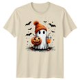 thumbnail image 1 of Ghost Pumpkin Halloween Spooky Holiday Graphic T-Shirt, 1 of 4