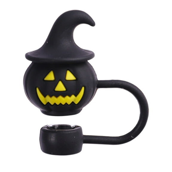 Ghost Pumpkin Halloween Straw Covers, Silicone Pumpkin and Ghost Drinking Straw Toppers, Reusable Tumbler Accessories for Halloween, Fun Pumpkin Ghost Drinkware Decor for Halloween Parties