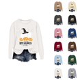 thumbnail image 1 of Ghost Pumpkin Halloween Sweatshirts for Women Long Sleeve Crewneck Happy Halloween Graphic Sweatshirt Pullover Tops, 1 of 5