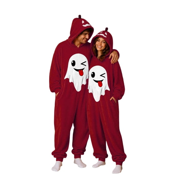 Ghost Pumpkin Onesie, Pumpkin Jack O Hooded Costumes Adult Plush Halloween Pajama|Polar Fleece Jack-O Casual Costume Y2k Trendy Funny Streetwear Fall Winter Warmth Jumpsuit Vacation Loungewear, L