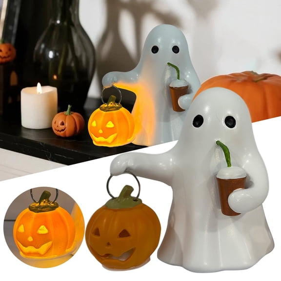 Ghost Pumpkin Ornaments Tabletop Decor, 1 Ornament Desktop Ornaments(Resin, One Size)