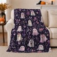 thumbnail image 1 of Ghost Pumpkin Scene Ghosts And Pumpkins Spooky Holiday Art Halloween Lovers Playful Harvest Motif Warm Flannel Blanket, Halloween Gift for Living Room and Family Room Home Decor, 1 of 9