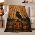 thumbnail image 1 of Ghost Pumpkin Scene Ghosts And Pumpkins Spooky Holiday Art Halloween Lovers Playful Harvest Motif Warm Flannel Blanket, Halloween Gift for Living Room and Family Room Home Decor, 1 of 7