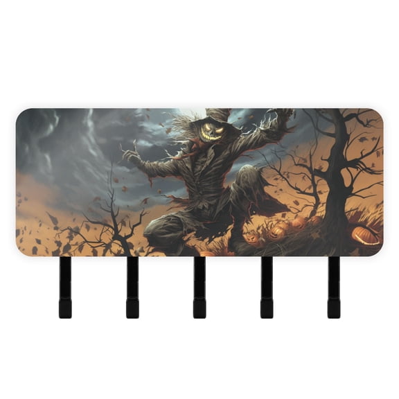 Ghost Pumpkins Halloween Mail Holder Organizer Wall Mount with Shelf Key Holder Key Rack with 5 Key Hooks for Wall Decorative