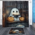 thumbnail image 1 of Ghost Read Book Bathroom Accessory Sets Waterproof Shower Curtain with Anti-Slip Bath Mat Durable Combo, 1 of 7
