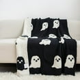 thumbnail image 1 of Ghost Reading Blanket, 2025 New Halloween Ghost Reading a Book Throw Blanket 50 x 60", a cute fall knitted blanket, perfect as a gift for the spooky season. Dimensions: 50 x 60"., 1 of 15
