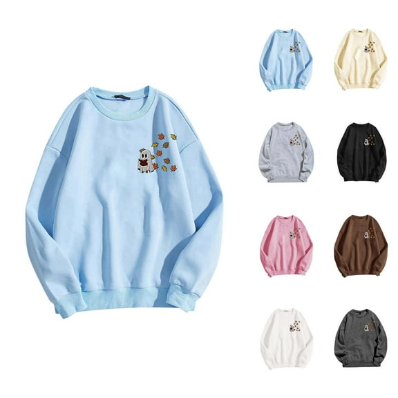 Ghost Reading Book Halloween Sweatshirts for Women Long Sleeve Crewneck Cute Ghost Graphic Sweatshirt Pullover Tops