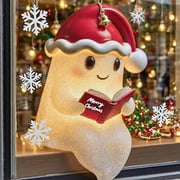 Ghost Reading Book Lamp,Ghost Lamp,Christmas Decor,Cute Ghost Reading Book Lamp,Halloween Night Light,Warm LED Ghost Figurine for Home Decor,Battery-Powered Shelf1pc Christmas Hat 6in