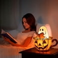 thumbnail image 1 of Ghost Reading Book Neon Lamp, Cute Ghost Pumpkin USB Powered LED Sign, Book Lover Bookshelf Decor Night Light, Lamp for Bedroom Desk Bookshelf Home Decor, 1 of 7