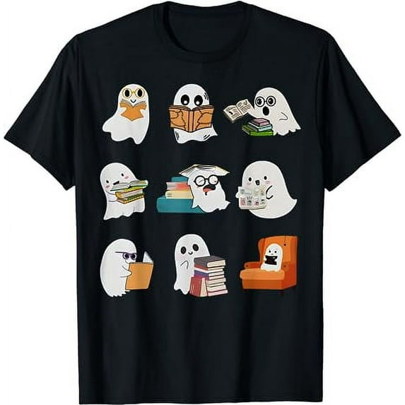 Ghost Reading Teacher Halloween Librarian Book Lover School T-Shirt