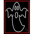 thumbnail image 1 of Ghost With Red Border LED Neon Sign 19 x 15 - inches, Clear Edge Cut Acrylic Backing, with Dimmer - Bright and Premium built indoor LED Neon Sign for special occasion decor., 1 of 7