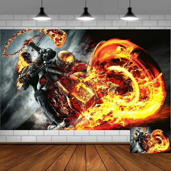 Ghost Rider Backdrop Banner Party Supplies Poster Movie Theme Background for Photography Birthday Decorations