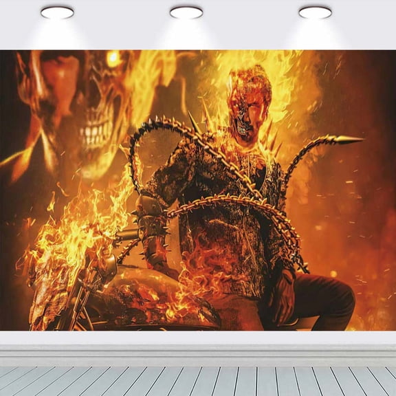 Ghost Rider Backdrop Banner Party Supplies Poster Movie Theme Background for Photography Birthday Decorations