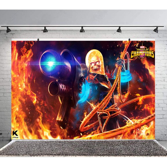 Ghost Rider Backdrop Banner Party Supplies Poster Movie Theme Background for Photography Kids Birthday Decorations