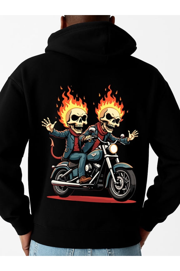 Ghost Rider Biker hoodies skeleton men sweater hoodie black Comfortable for Casual Wear elegant idk fire Original Unisex Shirt Cotton tshirts Original Unisex Shirt Graphic tshirts