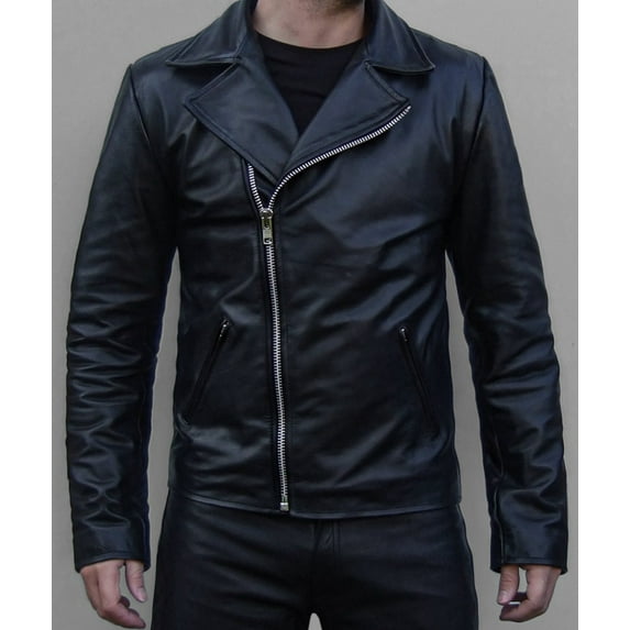 Ghost Rider - Mens Black Vintage Motorcycle Style Leather Jacket