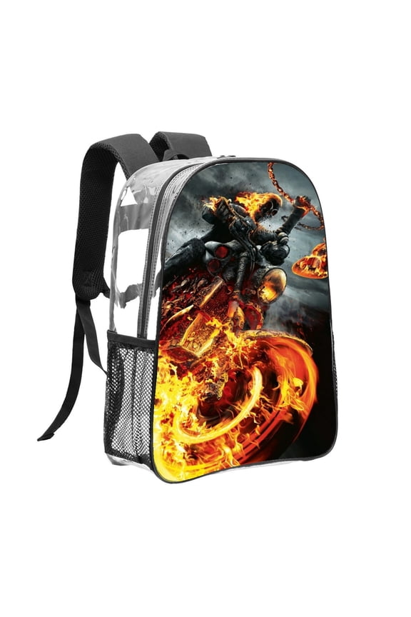 Ghost Rider Pattern Transparent Backpack Lightweight And fashionable Showcasing Personality And Leading The Trend