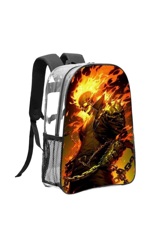 Ghost Rider Pattern Transparent Backpack Lightweight And fashionable Showcasing Personality And Leading The Trend