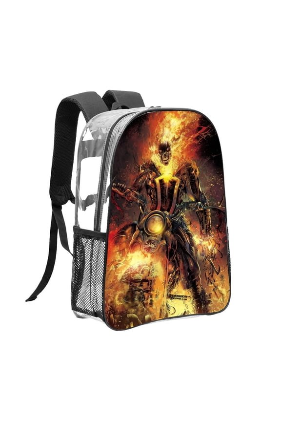 Ghost Rider Pattern Transparent Backpack Lightweight And fashionable Showcasing Personality And Leading The Trend