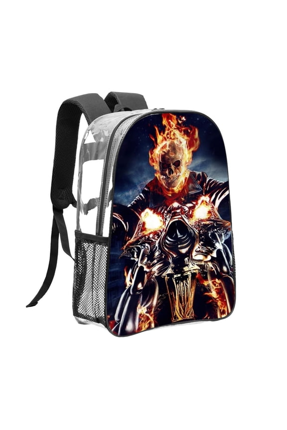 Ghost Rider Pattern Transparent Backpack Lightweight And fashionable Showcasing Personality And Leading The Trend
