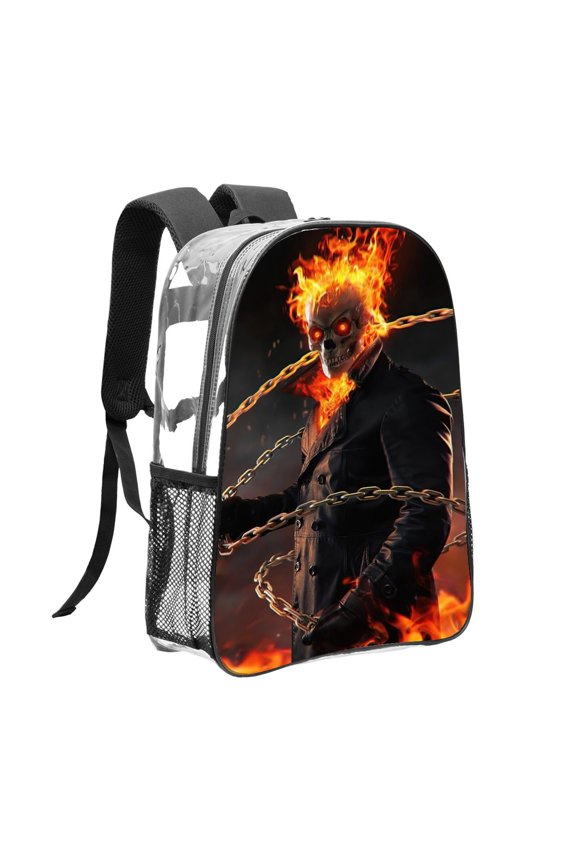 Ghost Rider Pattern Transparent Backpack Lightweight And fashionable Showcasing Personality And Leading The Trend