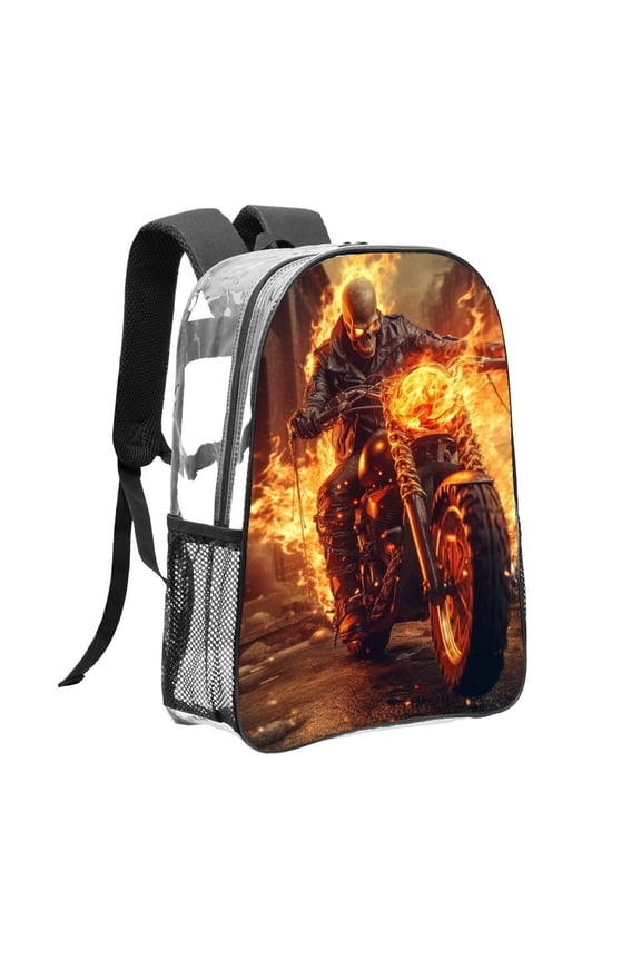 Ghost Rider Pattern Transparent Backpack Lightweight And fashionable Showcasing Personality And Leading The Trend