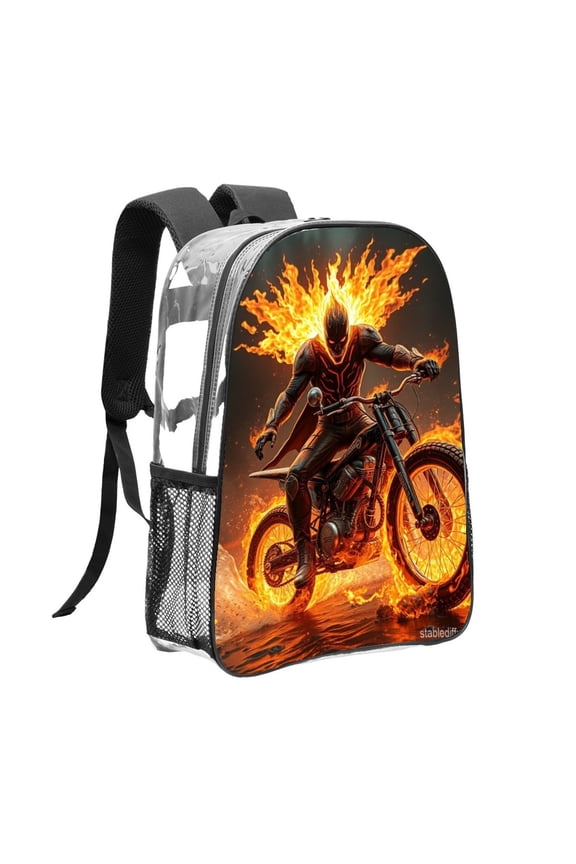 Ghost Rider Pattern Transparent Backpack Lightweight And fashionable Showcasing Personality And Leading The Trend