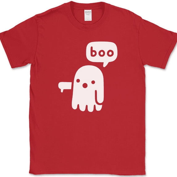 Ghost Says Boo T-Shirt Funny Disapproval Halloween Sarcastic Humor Novelty Tee - Red, 4XL