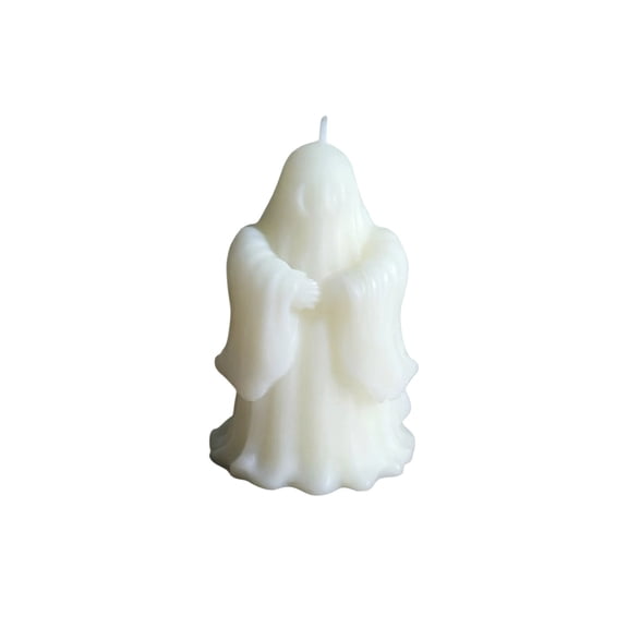Ghost Shaped Candles Halloween Decorations, White Natural Soy Wax Decorative Candles, Sculpted Ghost Candle Tea Lights, Spooky Gifts for Halloween Party, Gothic Home Table Decor, B